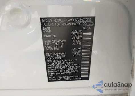 2016 Nissan Rogue Sl z USA, uszkodzony, nr VIN KNMAT2MV0GP712720